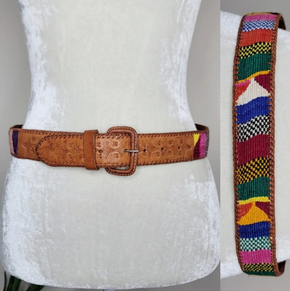 VTG 80s Guatemalan Tooled Leather Belt